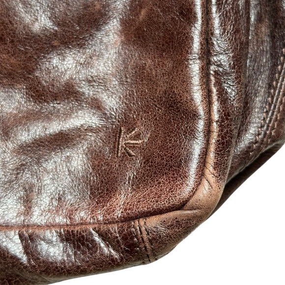 Ellington Dark Brown Leather Tote Bag Boho Distressed - Picture 6 of 14